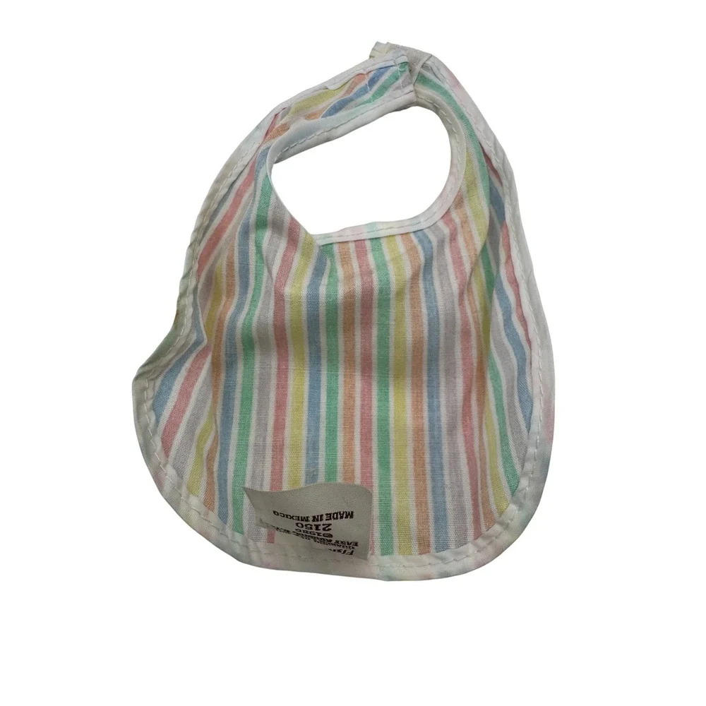 Fisher-Price‎ OS Multicolor Striped Bib Kids Vintage 1986 Pastel